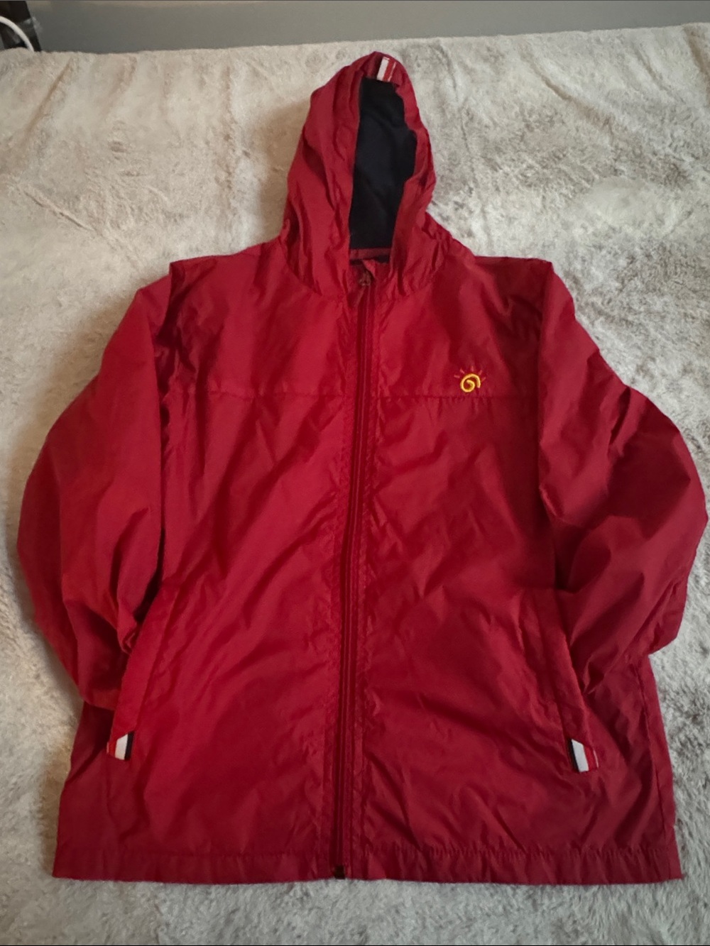 Kids Red Hooded Raincoat with Zip - Unbranded